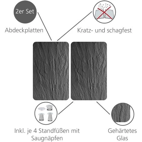 WENKO Protection Plaque De Cuisson XL, Couvre Plaque Induction, électrique En Verre "Ardoise", 3en1, Lot De 2 éponges Offertes 4 WENKO Protection Plaque De Cuisson XL, Couvre Plaque Induction, électrique En Verre "Ardoise", 3en1, Lot De 2 éponges Offertes – Image 2