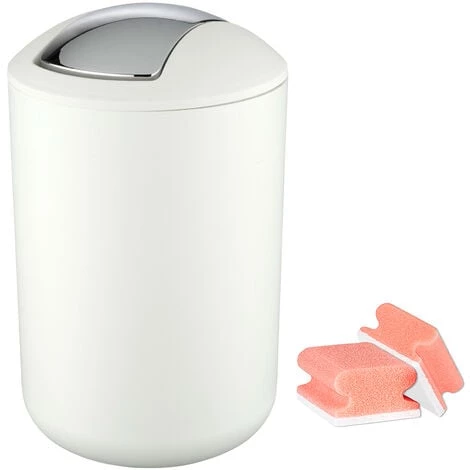 WENKO Poubelle Salle De Bain Brasil L Blanc, Petite Poubelle Salle De Bain 6,5L, Lot De 2 éponges Offertes 3 WENKO Poubelle Salle De Bain Brasil L Blanc, Petite Poubelle Salle De Bain 6,5L, Lot De 2 éponges Offertes