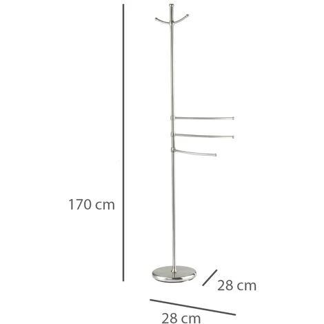 WENKO Porte Serviette Sur Pied Avec 3 Bras Amovibles, Porte Vêtement, Peignoir Base Acier Lestée, Adiamo, Lot De 2 éponges Offertes 6 WENKO Porte Serviette Sur Pied Avec 3 Bras Amovibles, Porte Vêtement, Peignoir Base Acier Lestée, Adiamo, Lot De 2 éponges Offertes – Image 4