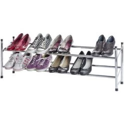 WENKO Rangement Chaussures Télescopique, étagère à Chaussures Extensible, 2 Niveaux De Rangement, 62-115cm, Lot De 2 éponges Offertes 10 WENKO Rangement Chaussures Télescopique, étagère à Chaussures Extensible, 2 Niveaux De Rangement, 62-115cm, Lot De 2 éponges Offertes -WENKO Soldes 34260341 4