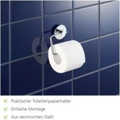 WENKO Porte Papier Toilette Mural Sans Perçage, Porte Papier Toilette Ventouse, Milazzo, Métal Chromé, Lot De 2 éponges Offertes 9 WENKO Porte Papier Toilette Mural Sans Perçage, Porte Papier Toilette Ventouse, Milazzo, Métal Chromé, Lot De 2 éponges Offertes -WENKO Soldes 34260342 3