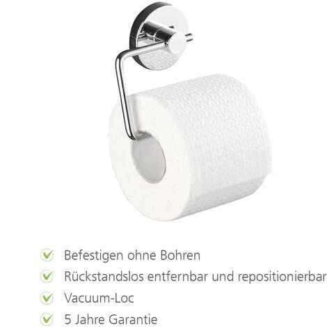 WENKO Porte Papier Toilette Mural Sans Perçage, Porte Papier Toilette Ventouse, Milazzo, Métal Chromé, Lot De 2 éponges Offertes 6 WENKO Porte Papier Toilette Mural Sans Perçage, Porte Papier Toilette Ventouse, Milazzo, Métal Chromé, Lot De 2 éponges Offertes – Image 4