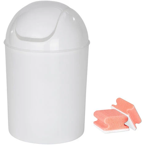 WENKO Poubelle Salle De Bain Economic Blanc, Petite Poubelle Salle De Bain 6L, Lot De 2 éponges Offertes 3 WENKO Poubelle Salle De Bain Economic Blanc, Petite Poubelle Salle De Bain 6L, Lot De 2 éponges Offertes