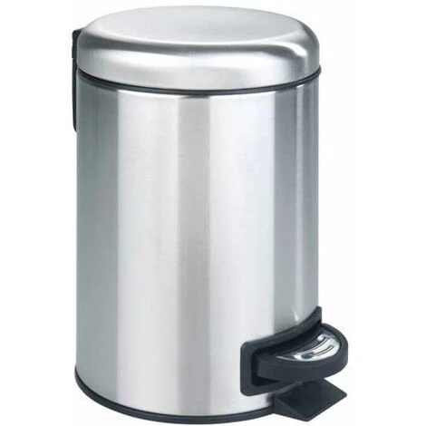 WENKO Poubelle à Pédale Leman, Petite Poubelle Salle De Bain, Capacité 3L, Acier Inox, 17x25x22,5 Cm, Mat 3 WENKO Poubelle à Pédale Leman, Petite Poubelle Salle De Bain, Capacité 3L, Acier Inox, 17x25x22,5 Cm, Mat