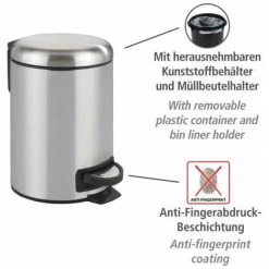 WENKO Poubelle à Pédale Leman, Petite Poubelle Salle De Bain, Capacité 3L, Acier Inox, 17x25x22,5 Cm, Mat 8 WENKO Poubelle à Pédale Leman, Petite Poubelle Salle De Bain, Capacité 3L, Acier Inox, 17x25x22,5 Cm, Mat -WENKO Soldes 34510026 2