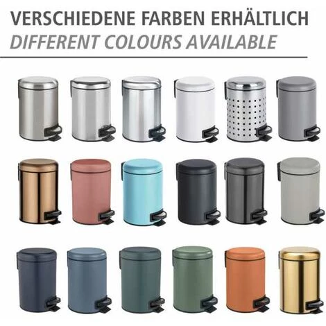 WENKO Poubelle à Pédale Leman, Petite Poubelle Salle De Bain, Capacité 3L, Acier Inox, 17x25x22,5 Cm, Mat 7 WENKO Poubelle à Pédale Leman, Petite Poubelle Salle De Bain, Capacité 3L, Acier Inox, 17x25x22,5 Cm, Mat – Image 5