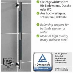 WENKO Poignée De Sécurité Secura, Barre D'appui Salle De Bain Avec Surface Antidérapante, Silicone - Acier Inox, 65,5x5x9 Cm, Gris - Brillant 8 WENKO Poignée De Sécurité Secura, Barre D'appui Salle De Bain Avec Surface Antidérapante, Silicone - Acier Inox, 65,5x5x9 Cm, Gris - Brillant -WENKO Soldes 34510036 2