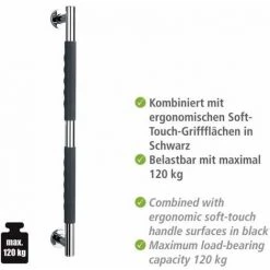 WENKO Poignée De Sécurité Secura, Barre D'appui Salle De Bain Avec Surface Antidérapante, Silicone - Acier Inox, 65,5x5x9 Cm, Gris - Brillant 9 WENKO Poignée De Sécurité Secura, Barre D'appui Salle De Bain Avec Surface Antidérapante, Silicone - Acier Inox, 65,5x5x9 Cm, Gris - Brillant -WENKO Soldes 34510036 3