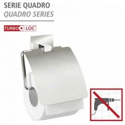 WENKO Dérouleur Papier Toilette Mural Avec Couvercle Quadro, Porte Papier Toilette Turbo-Loc® Fixation Sans Perçage, Acier Inox, 13x16,5x3,5 Cm, Brillant 8 WENKO Dérouleur Papier Toilette Mural Avec Couvercle Quadro, Porte Papier Toilette Turbo-Loc® Fixation Sans Perçage, Acier Inox, 13x16,5x3,5 Cm, Brillant -WENKO Soldes 34510041 2