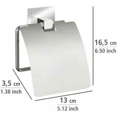 WENKO Dérouleur Papier Toilette Mural Avec Couvercle Quadro, Porte Papier Toilette Turbo-Loc® Fixation Sans Perçage, Acier Inox, 13x16,5x3,5 Cm, Brillant 6 WENKO Dérouleur Papier Toilette Mural Avec Couvercle Quadro, Porte Papier Toilette Turbo-Loc® Fixation Sans Perçage, Acier Inox, 13x16,5x3,5 Cm, Brillant – Image 4