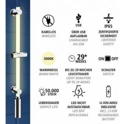 WENKO Colonne De Douche LED, Colonne De Douche Avec éclairage LED Basse Consommation Et Détecteur De Mouvement, Avec éclairage Uniforme Sur La Longueur, Rechargeable, Plastique, L74cm, Blanc - Chromé 8 WENKO Colonne De Douche LED, Colonne De Douche Avec éclairage LED Basse Consommation Et Détecteur De Mouvement, Avec éclairage Uniforme Sur La Longueur, Rechargeable, Plastique, L74cm, Blanc - Chromé -WENKO Soldes 34510043 3