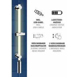 WENKO Colonne De Douche LED, Colonne De Douche Avec éclairage LED Basse Consommation Et Détecteur De Mouvement, Avec éclairage Uniforme Sur La Longueur, Rechargeable, Plastique, L74cm, Blanc - Chromé 9 WENKO Colonne De Douche LED, Colonne De Douche Avec éclairage LED Basse Consommation Et Détecteur De Mouvement, Avec éclairage Uniforme Sur La Longueur, Rechargeable, Plastique, L74cm, Blanc - Chromé -WENKO Soldes 34510043 4