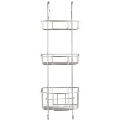 WENKO Etagère De Douche à Suspendre à La Paroi De Douche Olesi, 3 Paniers De Douche En Acier Inox, 22,5x70x22 Cm, Mat