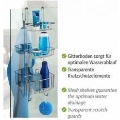WENKO Etagère De Douche à Suspendre à La Paroi De Douche Olesi, 3 Paniers De Douche En Acier Inox, 22,5x70x22 Cm, Mat -WENKO Soldes 34510054 3