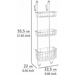 WENKO Etagère De Douche à Suspendre à La Paroi De Douche Olesi, 3 Paniers De Douche En Acier Inox, 22,5x70x22 Cm, Mat -WENKO Soldes 34510054 4