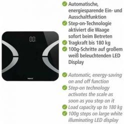 WENKO Balance Pèse Personne, , Pèse Personne électronique Avec écran LED, Jusqu'à 150 Kg, Verre, 30x2,1x30 Cm, Noir -WENKO Soldes 34510057 4