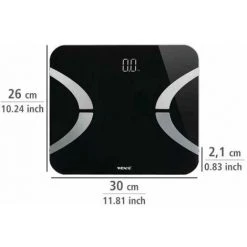 WENKO Balance Pèse Personne, , Pèse Personne électronique Avec écran LED, Jusqu'à 150 Kg, Verre, 30x2,1x30 Cm, Noir -WENKO Soldes 34510057 5