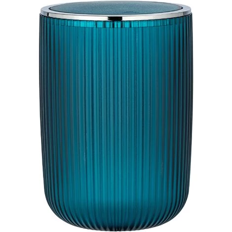 WENKO Petite Poubelle Salle De Bain Agropoli L, Poubelle à Couvercle Basculant, Capacité 5,5L, Plastique Surface Givrée, Ø19x27 Cm, Pétrole 3 WENKO Petite Poubelle Salle De Bain Agropoli L, Poubelle à Couvercle Basculant, Capacité 5,5L, Plastique Surface Givrée, Ø19x27 Cm, Pétrole