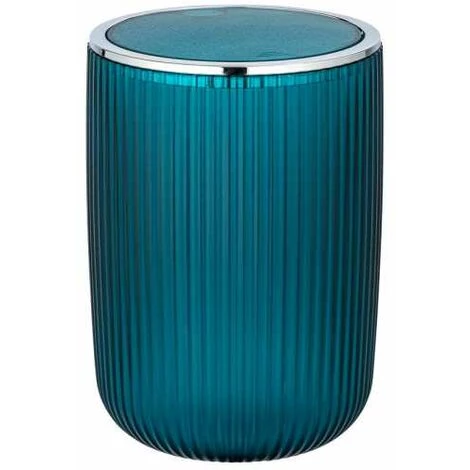 WENKO Petite Poubelle Salle De Bain Agropoli L, Poubelle à Couvercle Basculant, Capacité 5,5L, Plastique Surface Givrée, Ø19x27 Cm, Pétrole 4 WENKO Petite Poubelle Salle De Bain Agropoli L, Poubelle à Couvercle Basculant, Capacité 5,5L, Plastique Surface Givrée, Ø19x27 Cm, Pétrole – Image 2