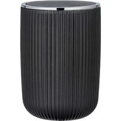 WENKO Petite Poubelle Salle De Bain Agropoli L, Poubelle à Couvercle Basculant, Capacité 5,5L, Plastique Surface Givrée, Ø19x27 Cm, Gris