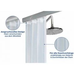 WENKO Rail De Douche Extensible Era, Tringle Pour Rideau De Douche Télescopique Avec 12 Accroches Rideau, Fixation Sans Perçage, Aluminium Inoxydable, 75-125x2x3,5 Cm, Brillant -WENKO Soldes 34510064 4