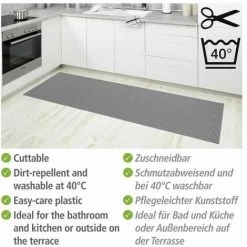 WENKO Tapis De Bain En Mousse, Tapis Salle De Bain Antidérapant, Plastique, 65x200 Cm, Gris 9 WENKO Tapis De Bain En Mousse, Tapis Salle De Bain Antidérapant, Plastique, 65x200 Cm, Gris -WENKO Soldes 34510070 3