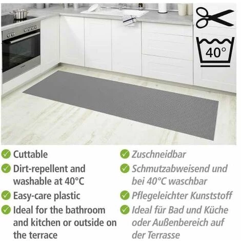 WENKO Tapis De Bain En Mousse, Tapis Salle De Bain Antidérapant, Plastique, 65x200 Cm, Gris 5 WENKO Tapis De Bain En Mousse, Tapis Salle De Bain Antidérapant, Plastique, 65x200 Cm, Gris – Image 3