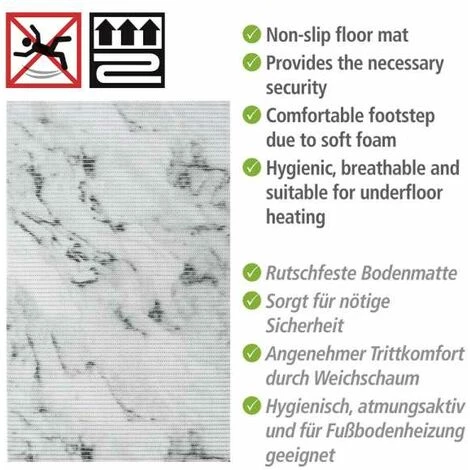 WENKO Tapis De Bain En Mousse Marmor, Tapis Salle De Bain Antidérapant Effet Marbre, Plastique, 50x80 Cm, Gris 4 WENKO Tapis De Bain En Mousse Marmor, Tapis Salle De Bain Antidérapant Effet Marbre, Plastique, 50x80 Cm, Gris – Image 2