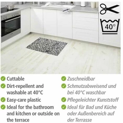 WENKO Tapis De Bain En Mousse Sassi, Tapis Salle De Bain Antidérapant, Plastique Effet Pierre, 50x80 Cm, Gris 5 WENKO Tapis De Bain En Mousse Sassi, Tapis Salle De Bain Antidérapant, Plastique Effet Pierre, 50x80 Cm, Gris – Image 3