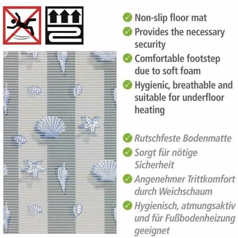 WENKO Tapis De Bain En Mousse Mare Coquillage, Tapis Salle De Bain Antidérapant, Plastique, 50x80 Cm, Multicolore 4 WENKO Tapis De Bain En Mousse Mare Coquillage, Tapis Salle De Bain Antidérapant, Plastique, 50x80 Cm, Multicolore – Image 2