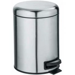 WENKO Poubelle à Pédale Leman, Petite Poubelle Salle De Bain, Capacité 5L, Acier, 21x24x28 Cm, Mat