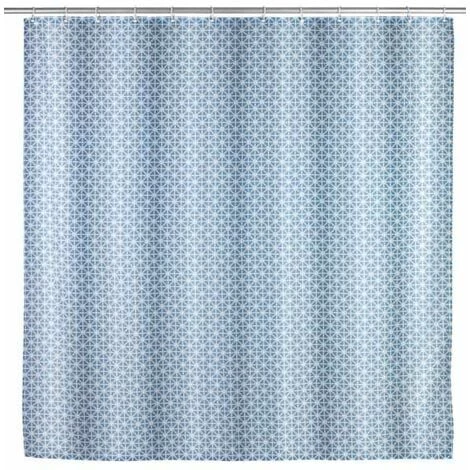 WENKO Rideau De Douche Antimoisissure Cristal, Rideau De Douche Original, Lavable En Machine Et Waterproof, 12 Anneaux Rideau De Douche En Plastique Blanc Inclus, Polyester, 180x200 Cm, Bleu - Blanc 3 WENKO Rideau De Douche Antimoisissure Cristal, Rideau De Douche Original, Lavable En Machine Et Waterproof, 12 Anneaux Rideau De Douche En Plastique Blanc Inclus, Polyester, 180x200 Cm, Bleu - Blanc