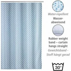 WENKO Rideau De Douche Antimoisissure Cristal, Rideau De Douche Original, Lavable En Machine Et Waterproof, 12 Anneaux Rideau De Douche En Plastique Blanc Inclus, Polyester, 180x200 Cm, Bleu - Blanc 9 WENKO Rideau De Douche Antimoisissure Cristal, Rideau De Douche Original, Lavable En Machine Et Waterproof, 12 Anneaux Rideau De Douche En Plastique Blanc Inclus, Polyester, 180x200 Cm, Bleu - Blanc -WENKO Soldes 34510097 3