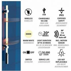 WENKO Etagère D'angle Salle De Bain LED, 2 Paniers De Douche D'angle, Fixation Murale Sans Perçage "Power Loc Plus", Avec éclairage LED Basse Consommation, Rechargeable, Plastique, L74 Cm, Transparent 10 WENKO Etagère D'angle Salle De Bain LED, 2 Paniers De Douche D'angle, Fixation Murale Sans Perçage "Power Loc Plus", Avec éclairage LED Basse Consommation, Rechargeable, Plastique, L74 Cm, Transparent -WENKO Soldes 34510099 4