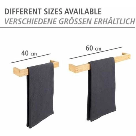 WENKO Porte Serviette Salle De Bain Mural Bambusa, Porte Serviette Salle De Bain Bois Bambou, 40x9x5 Cm, Marron 5 WENKO Porte Serviette Salle De Bain Mural Bambusa, Porte Serviette Salle De Bain Bois Bambou, 40x9x5 Cm, Marron – Image 3