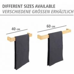 WENKO Porte Serviette Salle De Bain Mural Bambusa, Porte Serviette Salle De Bain Bois Bambou, 60x9x5 Cm, Marron -WENKO Soldes 34510113 3
