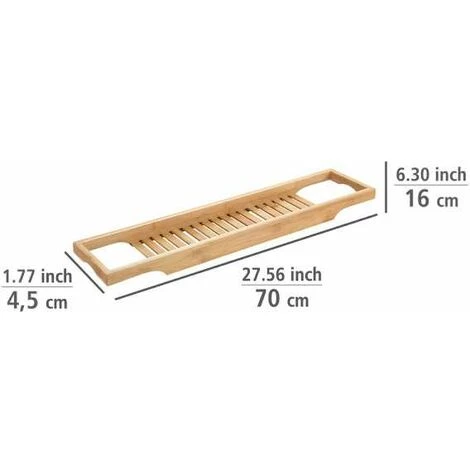 WENKO Plateau Baignoire Bois Bambusa, Tablette Baignoire Multifonction, Bambou, 70x4,5x16 Cm, Marron 5 WENKO Plateau Baignoire Bois Bambusa, Tablette Baignoire Multifonction, Bambou, 70x4,5x16 Cm, Marron – Image 3