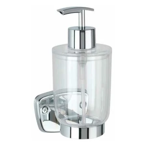 WENKO Porte Savon Liquide Mural Basic, Distributeur Savon Liquide, Capacité 300ml, Fixation Acier Inox - Plastique, 7,8x10x17 Cm, Brillant - Transparent 4 WENKO Porte Savon Liquide Mural Basic, Distributeur Savon Liquide, Capacité 300ml, Fixation Acier Inox - Plastique, 7,8x10x17 Cm, Brillant - Transparent – Image 2