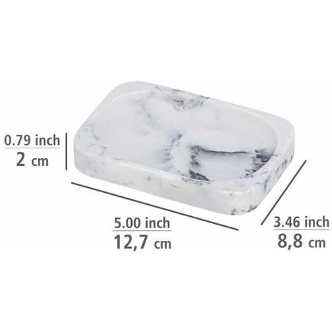 WENKO Porte Savon Desio, Polyrésine Effet Marbre, 12,7x2x8,8 Cm, Gris - Blanc 5 WENKO Porte Savon Desio, Polyrésine Effet Marbre, 12,7x2x8,8 Cm, Gris - Blanc – Image 3