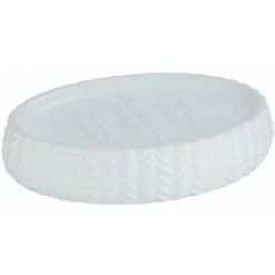 WENKO Porte Savon Céramique, Porte Savon Blanc Barinas, Céramique Avec Relief, 12,3x2,7x8,7 Cm, Blanc