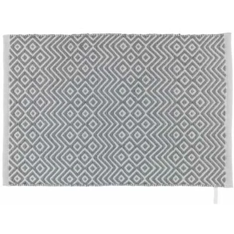 WENKO Tapis De Bain Abai, Tapis Salle De Bain Antidérapant, Tapis Paillasson Durable De Style Boho Fabriqué à Partir De Bouteille Plastique PET Recyclée, 100% Polyester, 50x80 Cm, Gris-blanc 3 WENKO Tapis De Bain Abai, Tapis Salle De Bain Antidérapant, Tapis Paillasson Durable De Style Boho Fabriqué à Partir De Bouteille Plastique PET Recyclée, 100% Polyester, 50x80 Cm, Gris-blanc