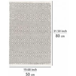 WENKO Tapis De Bain Abai, Tapis Salle De Bain Antidérapant, Tapis Paillasson Durable De Style Boho Fabriqué à Partir De Bouteille Plastique PET Recyclée, 100% Polyester, 50x80 Cm, Gris-blanc 10 WENKO Tapis De Bain Abai, Tapis Salle De Bain Antidérapant, Tapis Paillasson Durable De Style Boho Fabriqué à Partir De Bouteille Plastique PET Recyclée, 100% Polyester, 50x80 Cm, Gris-blanc -WENKO Soldes 34510127 4
