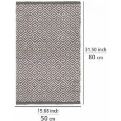 WENKO Tapis De Bain Turpan, Tapis Salle De Bain Antidérapant, Tapis Paillasson Durable De Style Boho Fabriqué à Partir De Bouteille Plastique PET Recyclée, 100% Polyester, 50x80 Cm, Noir-blanc -WENKO Soldes 34510128 4