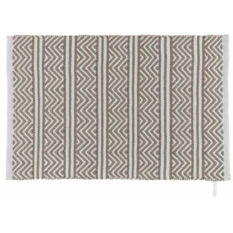 WENKO Tapis De Bain Shaki, Tapis Salle De Bain Antidérapant, Tapis Paillasson Durable De Style Boho Fabriqué à Partir De Bouteille Plastique PET Recyclée, 100% Polyester, 50x80 Cm, Beige-blanc 3 WENKO Tapis De Bain Shaki, Tapis Salle De Bain Antidérapant, Tapis Paillasson Durable De Style Boho Fabriqué à Partir De Bouteille Plastique PET Recyclée, 100% Polyester, 50x80 Cm, Beige-blanc