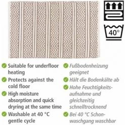 WENKO Tapis De Bain Shaki, Tapis Salle De Bain Antidérapant, Tapis Paillasson Durable De Style Boho Fabriqué à Partir De Bouteille Plastique PET Recyclée, 100% Polyester, 50x80 Cm, Beige-blanc 9 WENKO Tapis De Bain Shaki, Tapis Salle De Bain Antidérapant, Tapis Paillasson Durable De Style Boho Fabriqué à Partir De Bouteille Plastique PET Recyclée, 100% Polyester, 50x80 Cm, Beige-blanc -WENKO Soldes 34510129 3