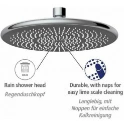 WENKO Tête De Douche Effet Pluie Watersaving, Pommeau De Douche Italienne, Jusqu'à 40% D'économie D'eau Sans Compromis Sur La Pression D'eau, Embout Universel 1/2", Plastique, ø 22,5 Cm, Chromé - Gris 9 WENKO Tête De Douche Effet Pluie Watersaving, Pommeau De Douche Italienne, Jusqu'à 40% D'économie D'eau Sans Compromis Sur La Pression D'eau, Embout Universel 1/2", Plastique, ø 22,5 Cm, Chromé - Gris -WENKO Soldes 34510136 3
