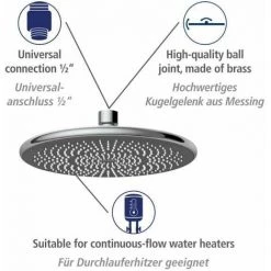 WENKO Tête De Douche Effet Pluie Watersaving, Pommeau De Douche Italienne, Jusqu'à 40% D'économie D'eau Sans Compromis Sur La Pression D'eau, Embout Universel 1/2", Plastique, ø 22,5 Cm, Chromé - Gris 10 WENKO Tête De Douche Effet Pluie Watersaving, Pommeau De Douche Italienne, Jusqu'à 40% D'économie D'eau Sans Compromis Sur La Pression D'eau, Embout Universel 1/2", Plastique, ø 22,5 Cm, Chromé - Gris -WENKO Soldes 34510136 4