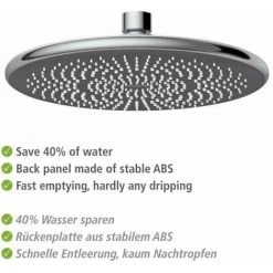 WENKO Tête De Douche Effet Pluie Watersaving, Pommeau De Douche Italienne, Jusqu'à 40% D'économie D'eau Sans Compromis Sur La Pression D'eau, Embout Universel 1/2", Plastique, ø 22,5 Cm, Chromé - Gris 11 WENKO Tête De Douche Effet Pluie Watersaving, Pommeau De Douche Italienne, Jusqu'à 40% D'économie D'eau Sans Compromis Sur La Pression D'eau, Embout Universel 1/2", Plastique, ø 22,5 Cm, Chromé - Gris -WENKO Soldes 34510136 5