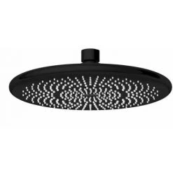 WENKO Tête De Douche Effet Pluie Watersaving, Pommeau De Douche Italienne, Jusqu'à 40% D'économie D'eau Sans Compromis Sur La Pression D'eau, Embout Universel 1/2", Plastique, ø 22,5 Cm, Noir Mat