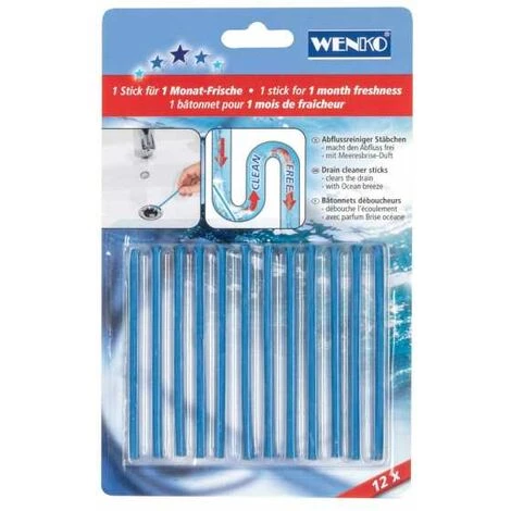 WENKO Batonnets Déboucheur évier, Pour Toute La Robinetterie, Parfum Subtil Et élimination Des Odeurs Désagréables, Lot De 12, 0,5x9,5x0,5 Cm, Bleu 4 WENKO Batonnets Déboucheur évier, Pour Toute La Robinetterie, Parfum Subtil Et élimination Des Odeurs Désagréables, Lot De 12, 0,5x9,5x0,5 Cm, Bleu – Image 2